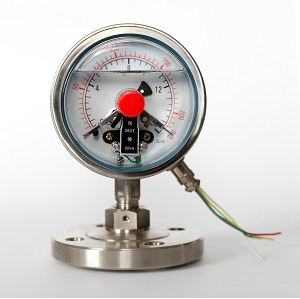 Manómetro de contacto eléctrico lleno de aceite con sello de diafragma