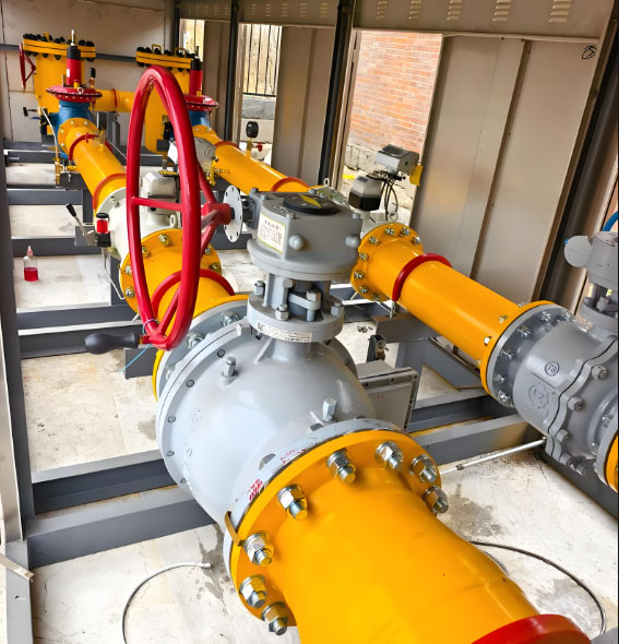 Medidor de flujo de gas natural (8") y GLP/SNG (8") a la sala de gases de la caldera Natural gas flow meter (8″) & LPG/SNG (8″) to furnace gas room