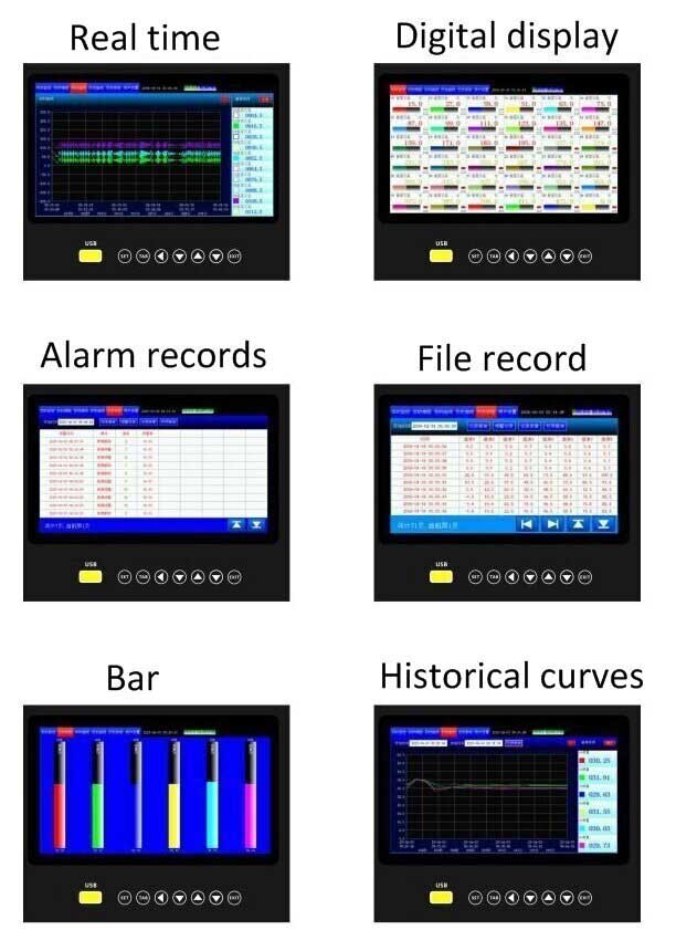 Registrador sin papel de 8 canales con diferentes modos de visualización 8 channels paperless recorder with different display mode